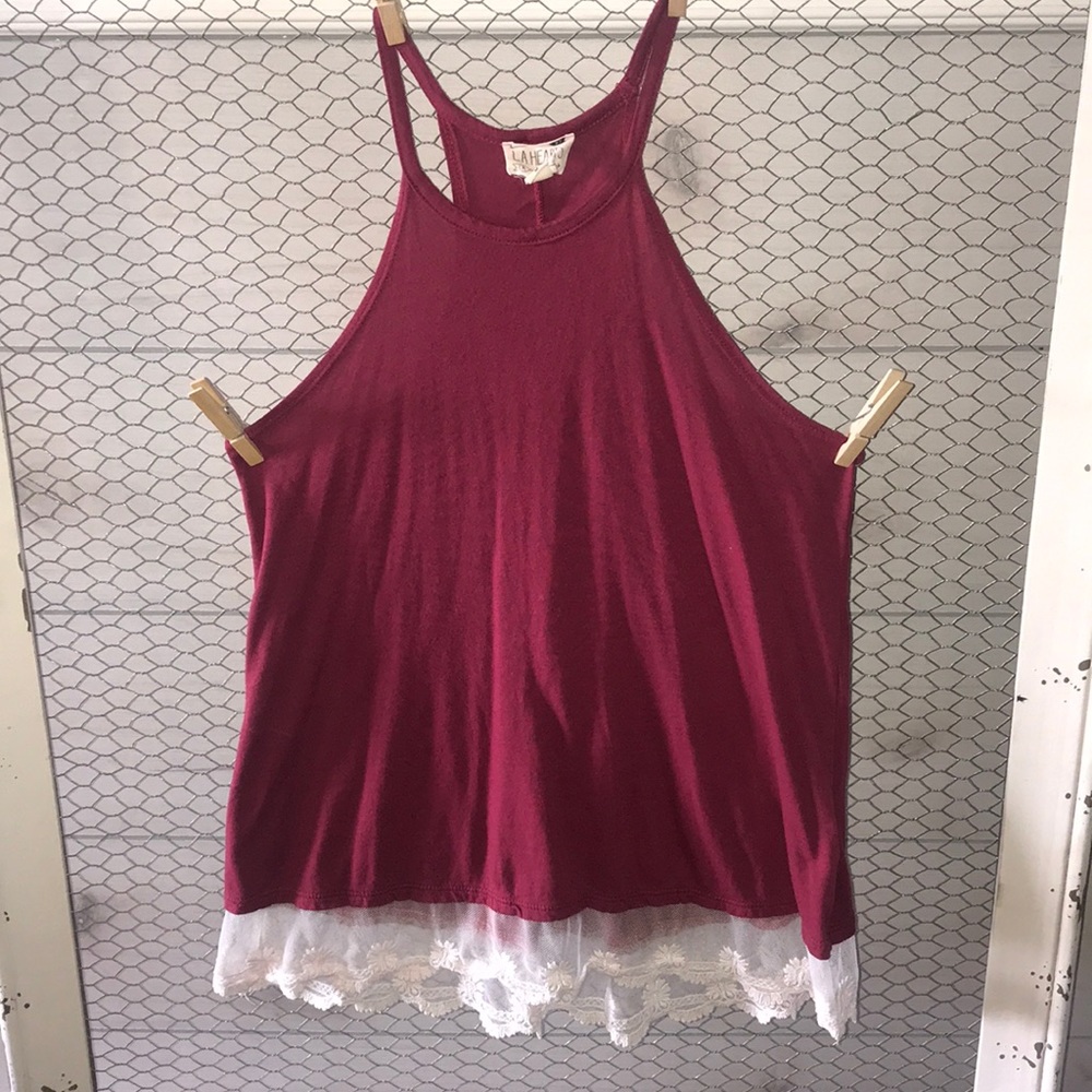 L.A. HEARTS burgundy halter tank